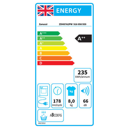 Zanussi AutoAdjust 8kg Heat Pump Tumble Dryer - White