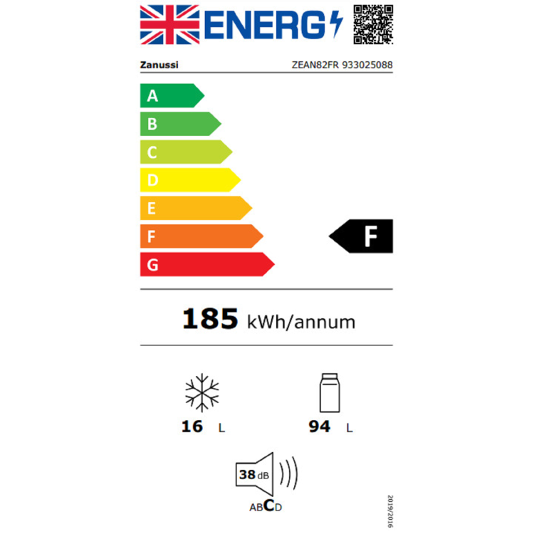 Zanussi 109 Litre Under Counter Integrated Fridge - White