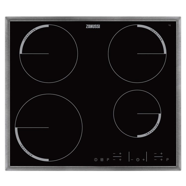 Zanussi ZEI6640XBA 58cm Wide Four Zone Induction Hob With Stainless Steel Frame