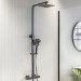 Gunmetal Grey Thermostatic Mixer Shower Set with Square Overhead & Hand Shower - Zana