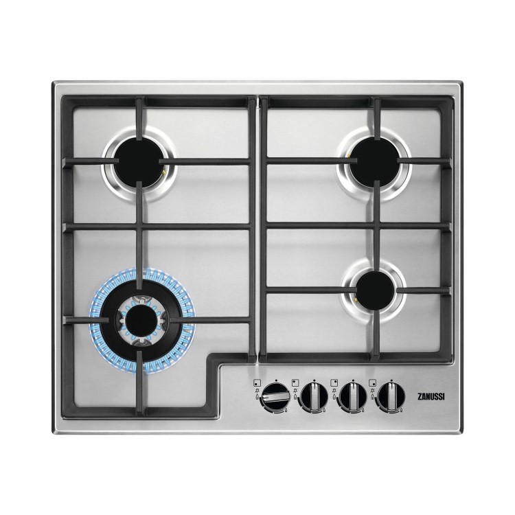 Zanussi Series 40 60cm 4 Burner Gas Hob with Wok Burner - Stainless Steel