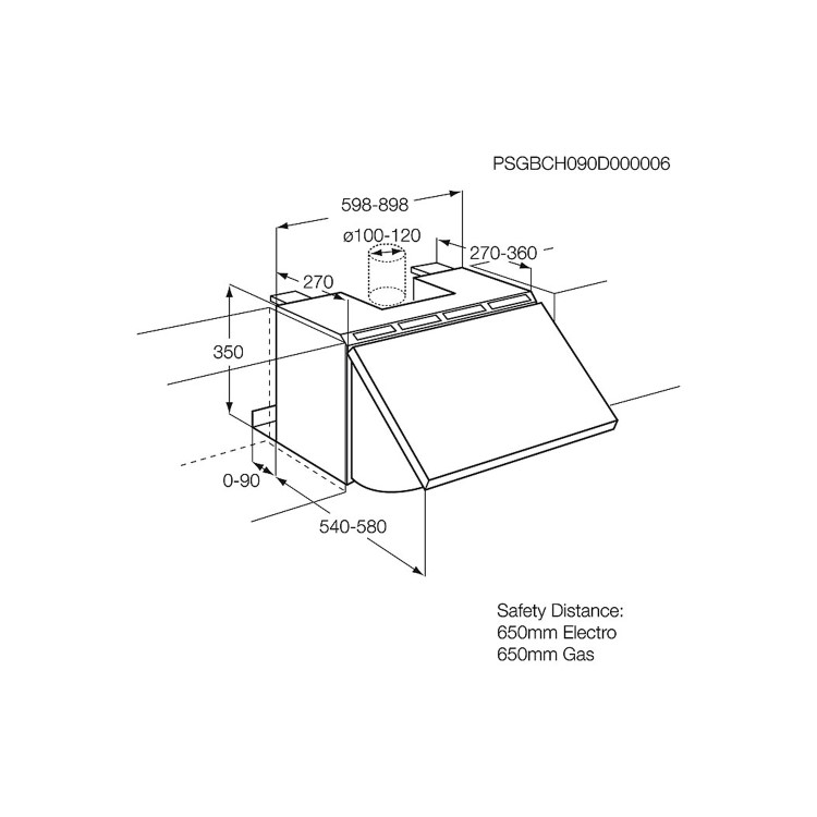 Zanussi 60cm Integrated Cooker Hood - Grey