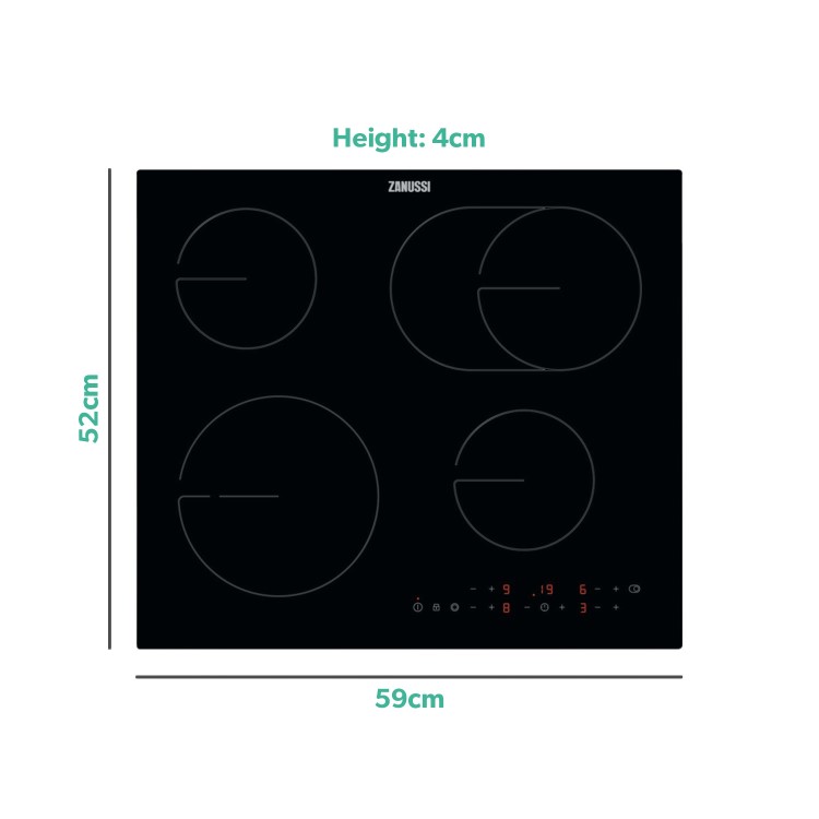 Refurbished Zanussi ZHRN643K 60cm 4 Zone Ceramic Hob Black