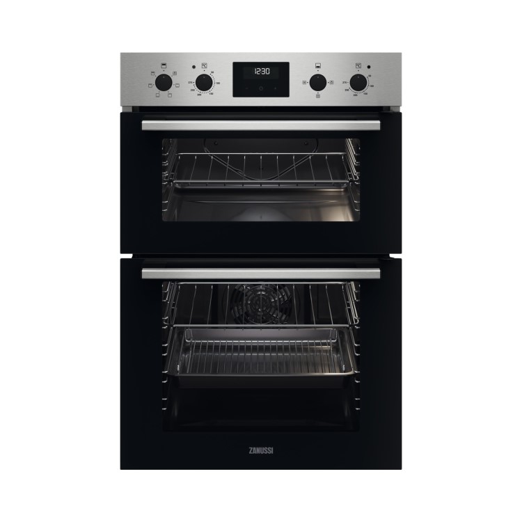 Refurbished Zanussi Series 20 ZKHNL3X1 60cm Double Built In Electric Oven Stainless Steel