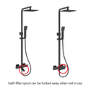 Black Square Thermostatic Bar Bath Mixer Shower Set with Slide Rail Kit & Hand Shower - Zana