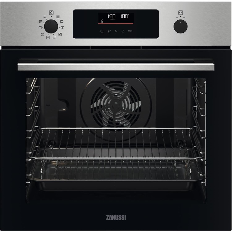 Refurbished Zanussi Series 60 ZOPNX6XN 60cm Single Built In Electric Oven Stainless Steel