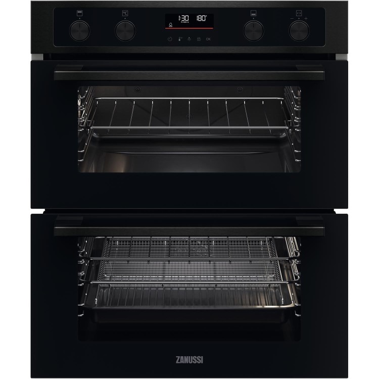 Refurbished Zanussi Series 40 ZPCNA7KN 60cm Double Built Under Electric Oven Black