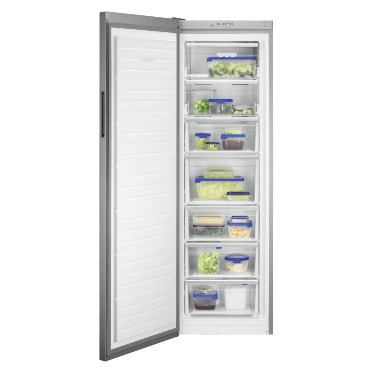 Zanussi 280 Litre Tall Freestanding Freezer - Stainless Steel Look