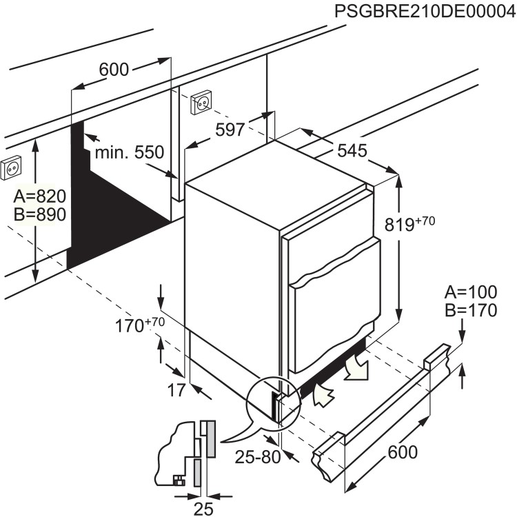 Zanussi Series 20 133 Litre Under Counter Integrated Fridge