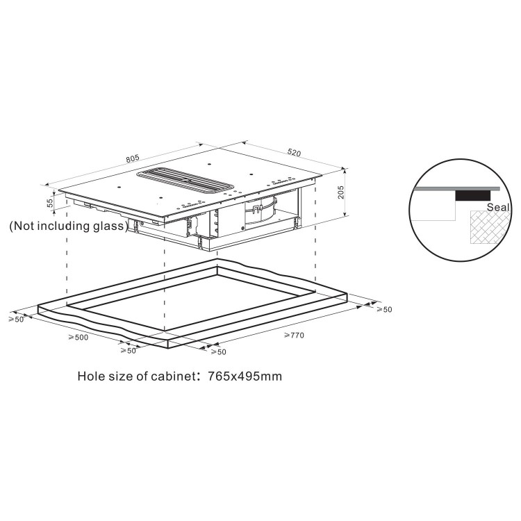 Refurbished electriQ eIQ80INDD 80cm 4 Zone Induction Hob