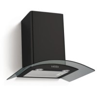 electriQ 60cm Curved Black Glass Chimney Cooker Hood Satin Black