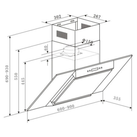 GRADE A1 - As new but box opened - ElectriQ 60cm Angled Glass and Steel Designer Cooker Hood