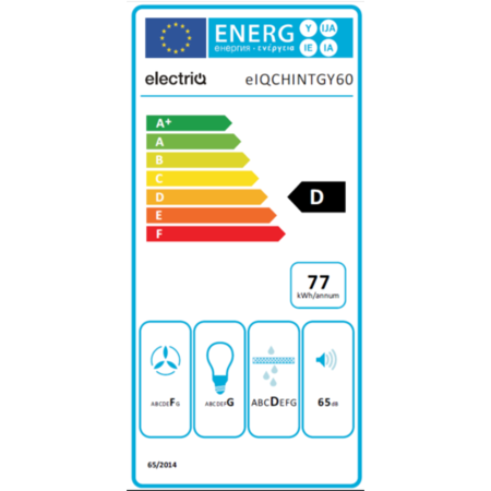 Refurbished electriQ eIQCHINTGY60 60cm Fully Integrated Cooker Hood Grey