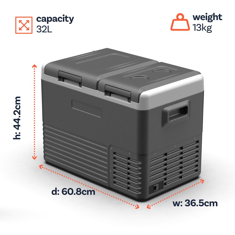 electriQ 32 Litre Portable Compressor Camping Fridge Freezer