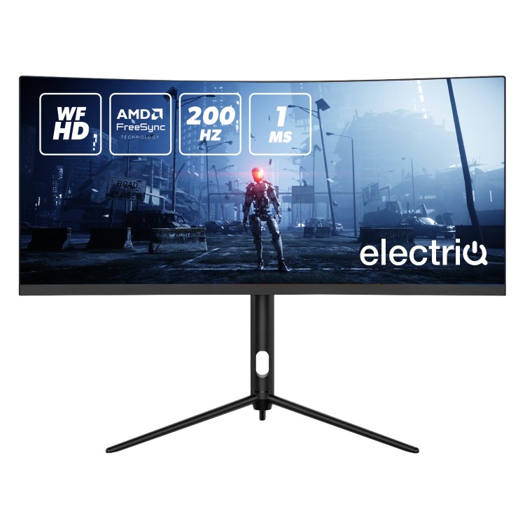 electriQ 30" UltraWide HDR 200Hz FreeSync Curved Gaming Monitor with Adjustable Stand