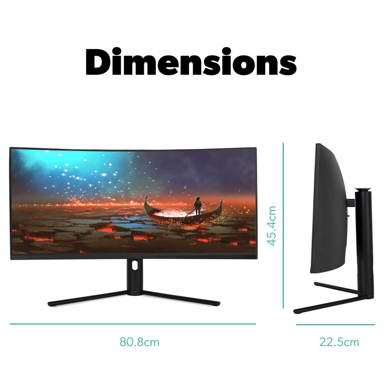 electriq eiQ-34SUWD180FSHQ 34" WQHD QLED 180Hz Curved Gaming Monitor