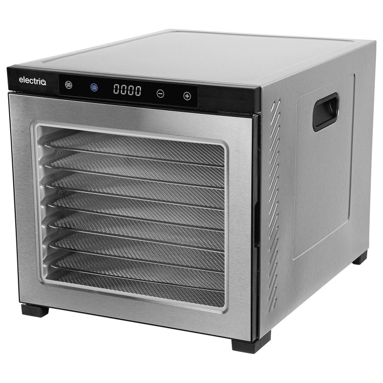 electriQ Commercial Style Digital Food Dehydrator & Dryer with 10 Shelves and 48 Hour Timer - Stainless Steel