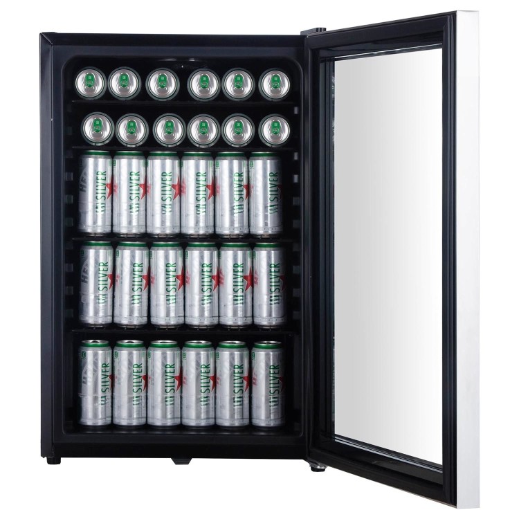 electriQ 115 Litre Drinks Fridge - Black with Stainless Steel Trim