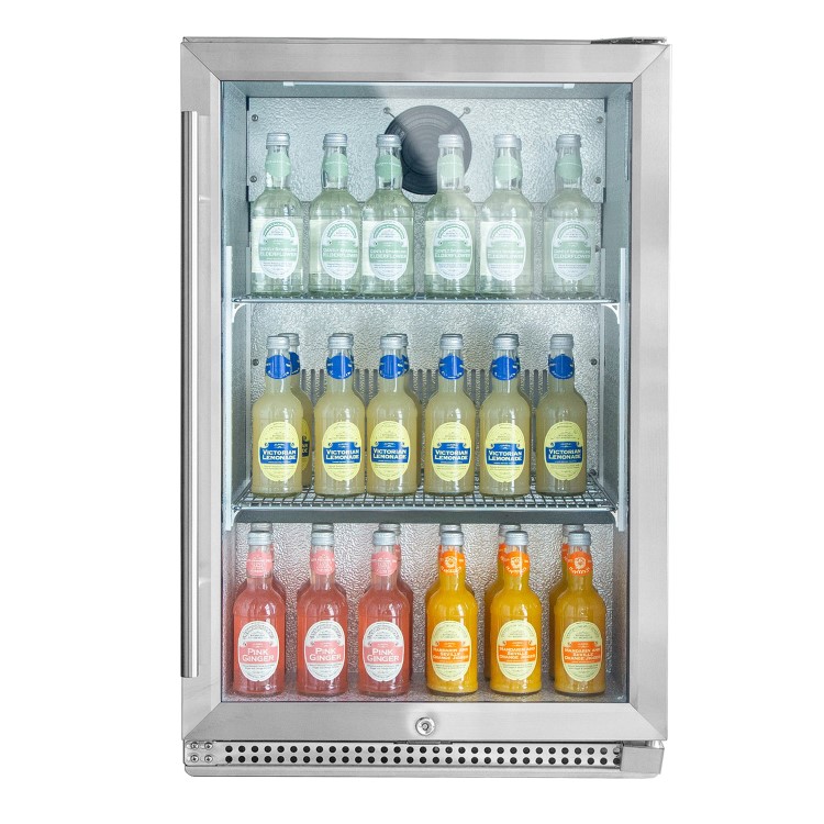 electriQ 118 Litre Single Door Commercial Outdoor Use Drinks Cooler - Stainless Steel