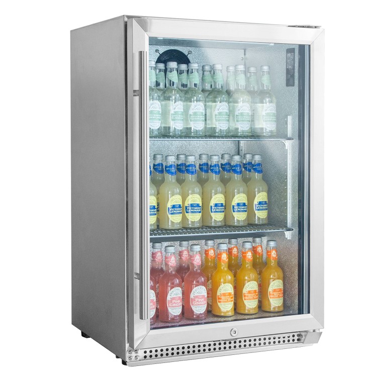 electriQ 118 Litre Single Door Commercial Outdoor Use Drinks Cooler - Stainless Steel