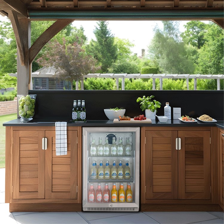 electriQ 118 Litre Single Door Commercial Outdoor Use Drinks Cooler - Stainless Steel