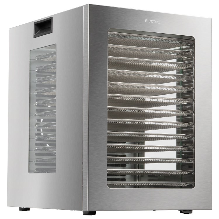 electriQ 14 Tray Commercial Style Food Dehydrator with side and top windows - Stainless Steel