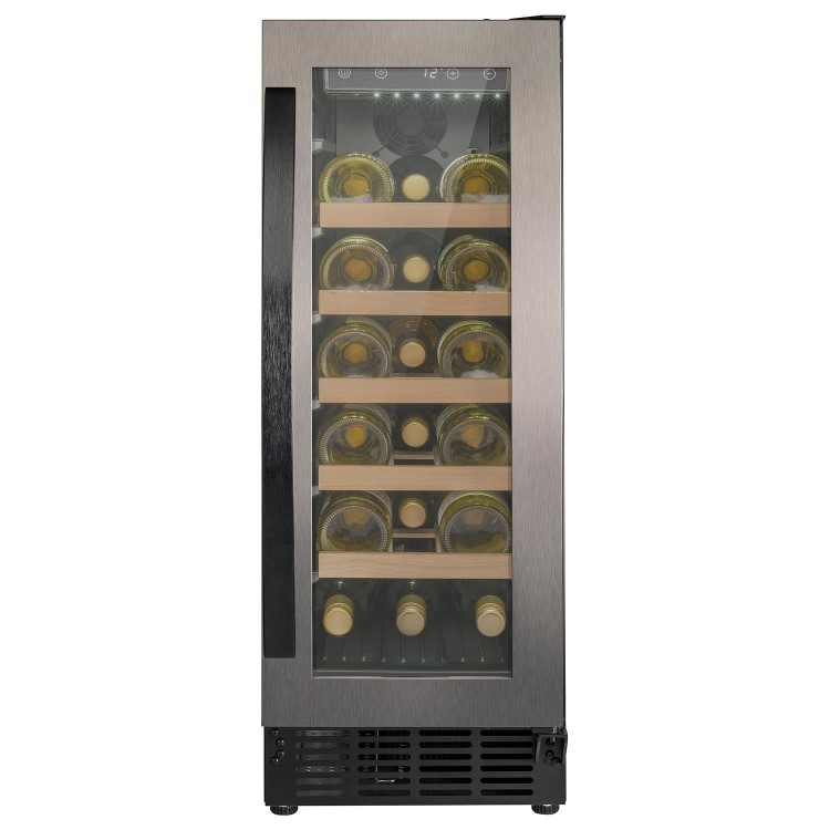 electriQ 18 Bottle Capacity 30cm Freestanding Under Counter Wine Cooler - Premium Dark Stainless Steel