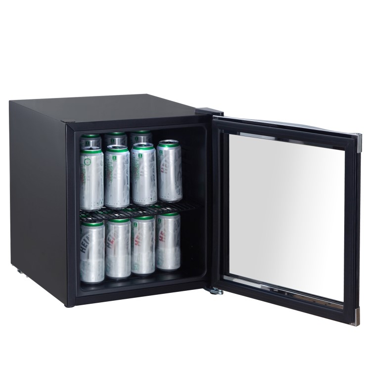 electriQ 48 Litre Drinks Fridge - Black with Chrome Strips