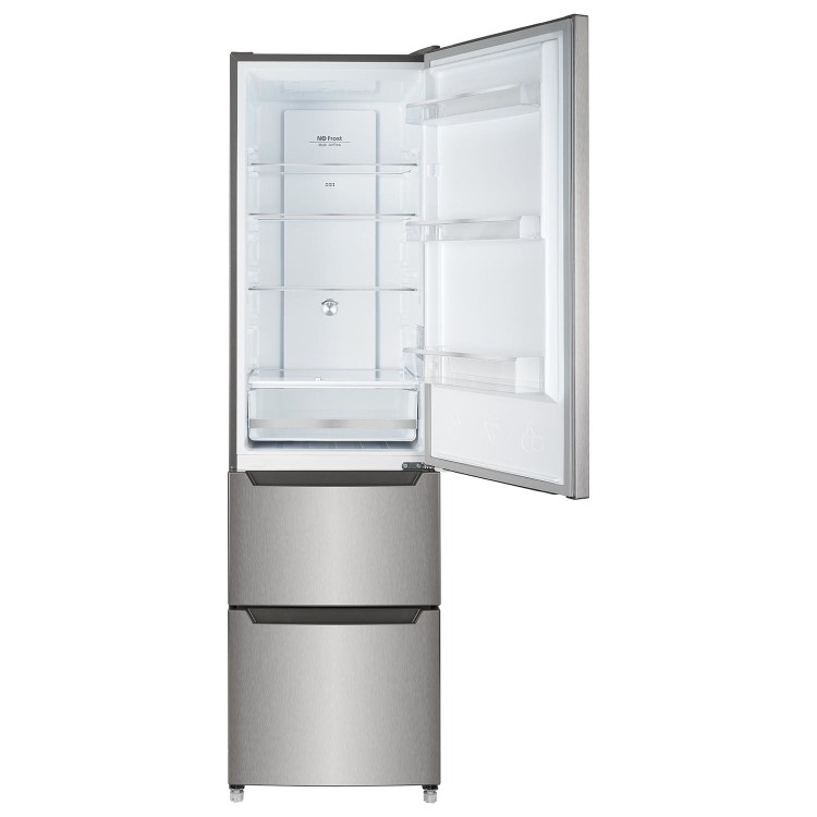 Refurbished electriQ eiQ54MDFFINOX Freestanding 282 Litre 50/50 Frost Free Fridge Freezer Stainless Steel