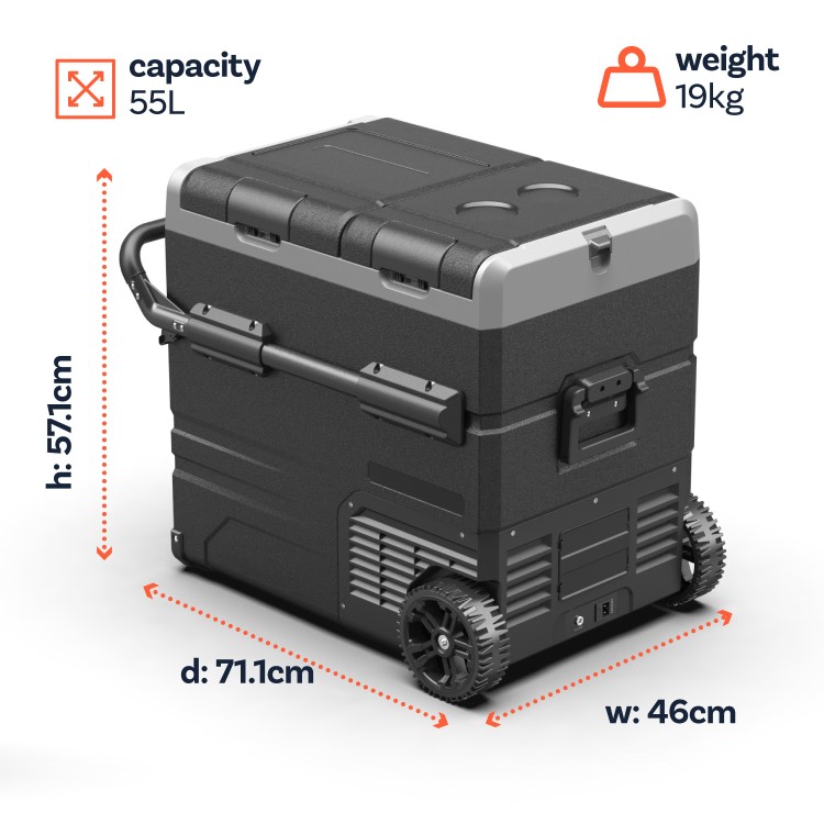 electriQ 55 Litre Portable Compressor Car Fridge Freezer