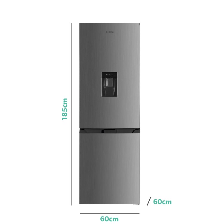 Refurbished electriQ eiQ60186INOX Freestanding 291 Litre 60/40 Frost Free Fridge Freeze Stainless Steel