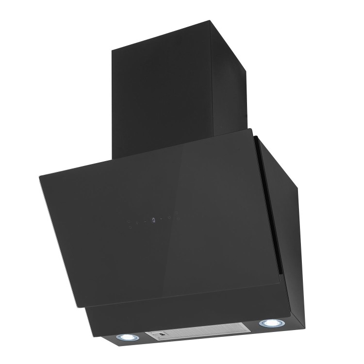 electriQ 60cm Angled Cooker Hood with Hand Gesture Sensor - Black