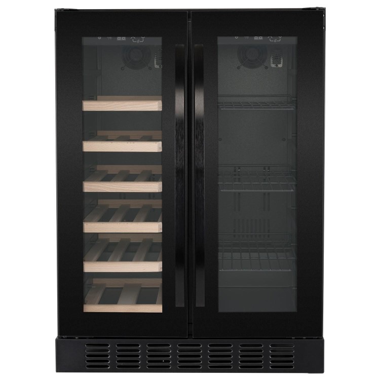 Refurbished electriQ eiQ60DDWINEBG Freestanding 34 Bottle Dual Zone Wine and Drinks Cooler Black Glass