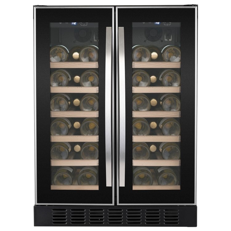 electriQ 34 Bottle Capacity Dual Zone Wine Cooler - Stainless Steel