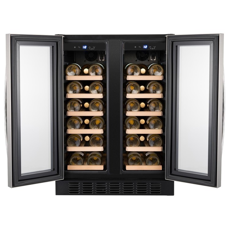 electriQ 34 Bottle Capacity Dual Zone Wine Cooler - Stainless Steel