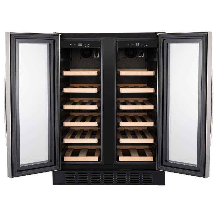 electriQ 34 Bottle Capacity Dual Zone Wine Cooler - Stainless Steel