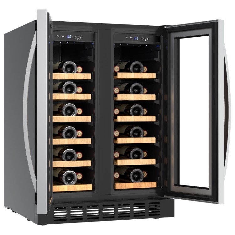 electriQ 34 Bottle Capacity Dual Zone Wine Cooler - Stainless Steel