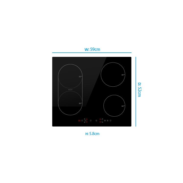 Refurbished electriQ eiQ60INDBRIDGE 60cm 4 Zone Induction Hob with Bridge Zone