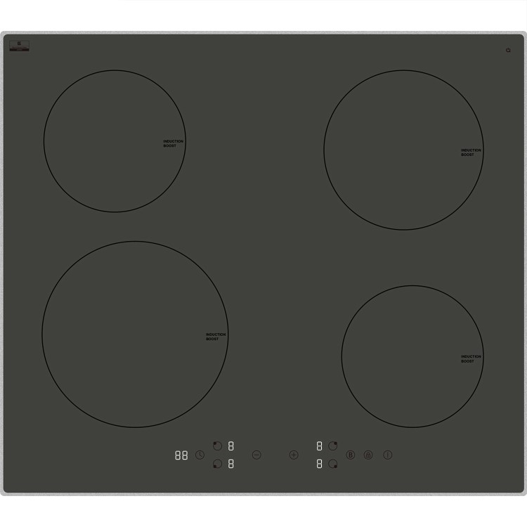 electriQ 60cm 4 Zone Plug In Induction Hob - Grey