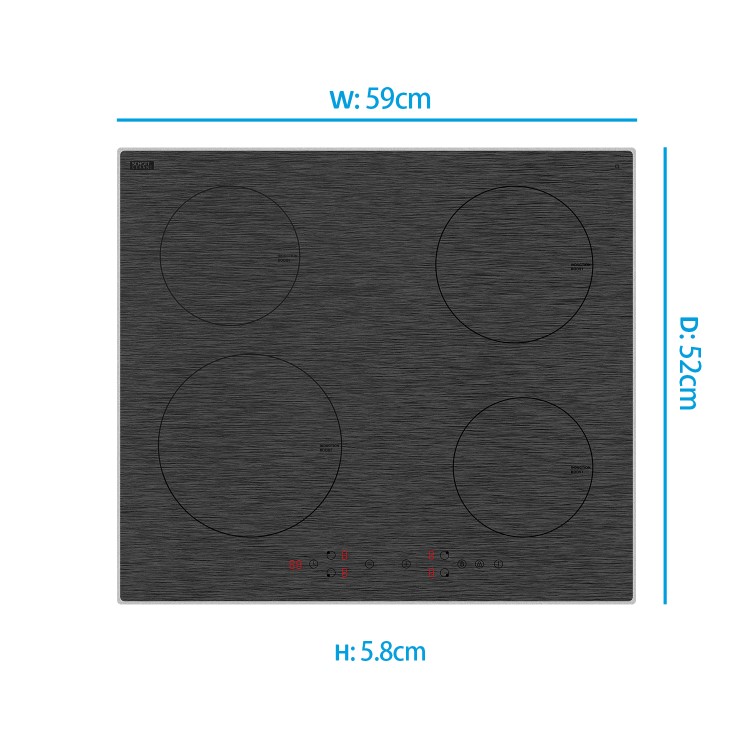 electriQ 60cm 4 Zone Plug In Induction Hob - Grey Painted