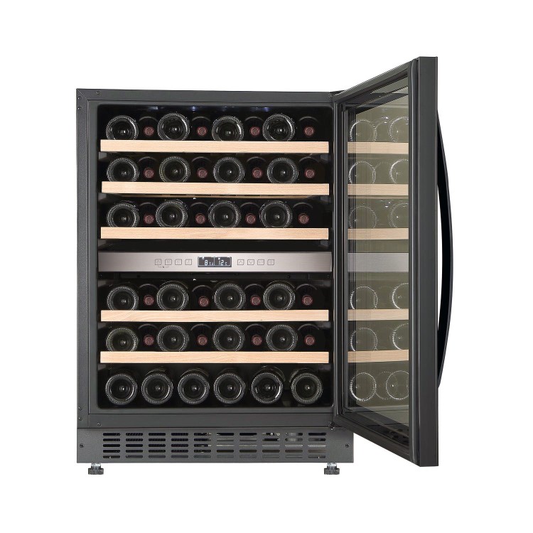 electriQ 46 Bottle Capacity Full Range Dual Zone Wine Cooler - Black