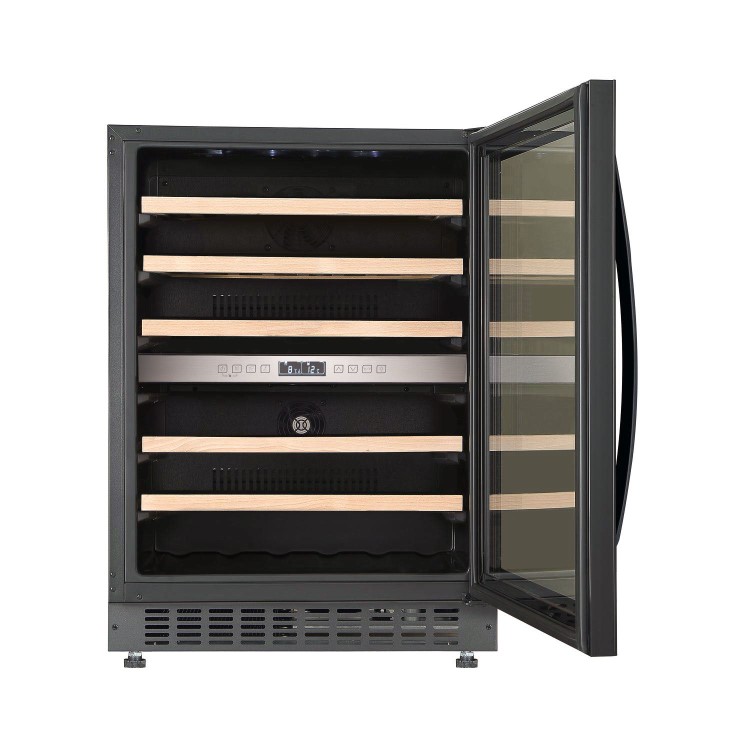 electriQ 46 Bottle Capacity Full Range Dual Zone Wine Cooler - Black