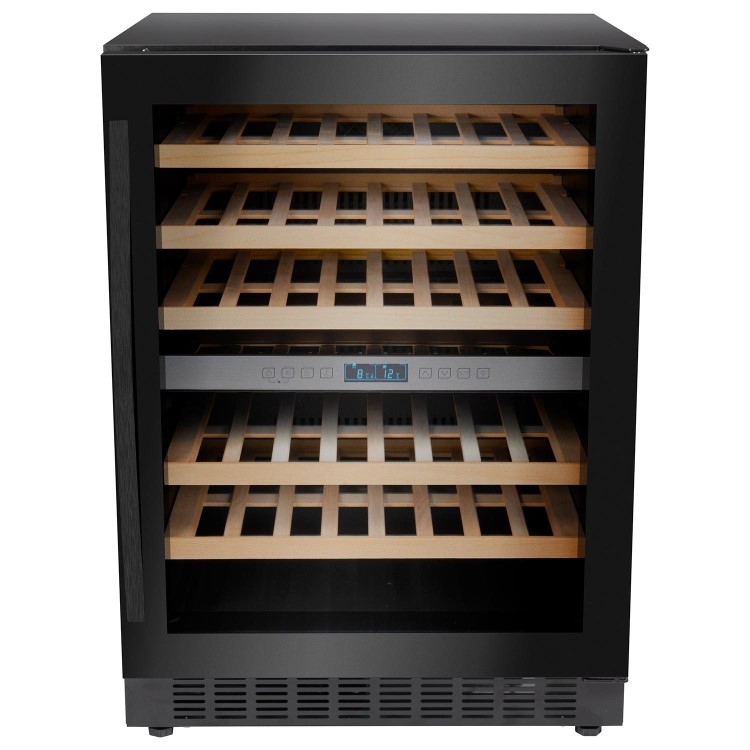 electriQ 46 Bottle Capacity Full Range Dual Zone Wine Cooler - Black