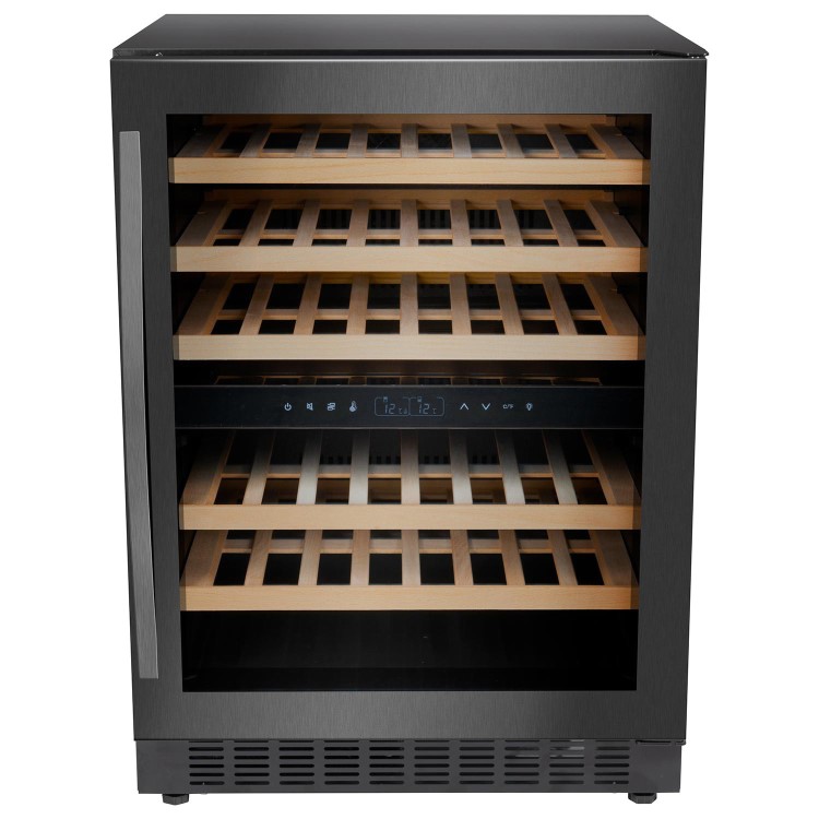 electriQ 46 Bottle Capacity Full Range Dual Zone Wine Cooler - Premium Dark Stainless Steel