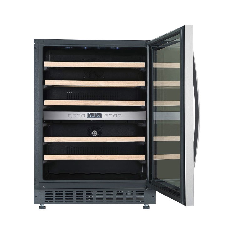 electriQ 46 Bottle Capacity Full Range Dual Zone Wine Cooler - Stainless Steel