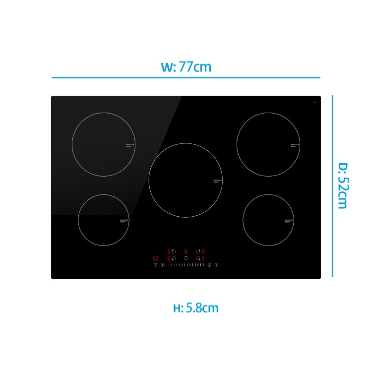 electriQ 77cm 5 Zone Induction Hob