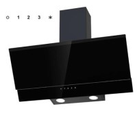 electriQ 80cm Angled Cooker Hood - Black Glass