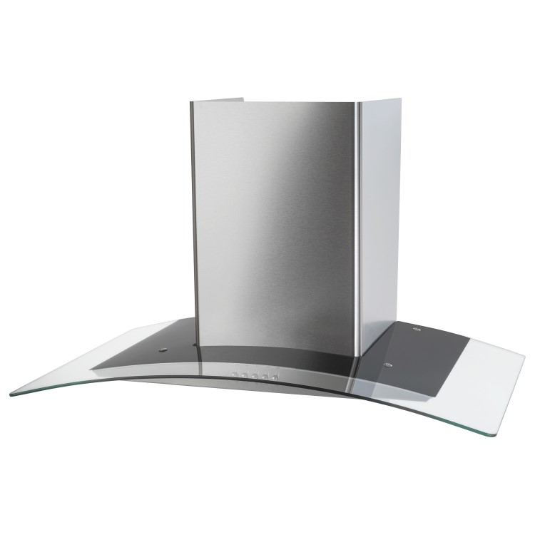 electriQ 75cm Curved Glass Chimney Cooker Hood - Stainless Steel