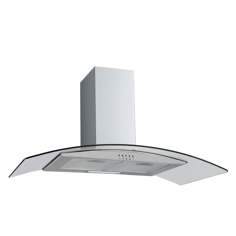 GRADE A2 - electriQ 80cm Curved Glass Stainless Steel Chimney Cooker Hood - 5 Year warranty