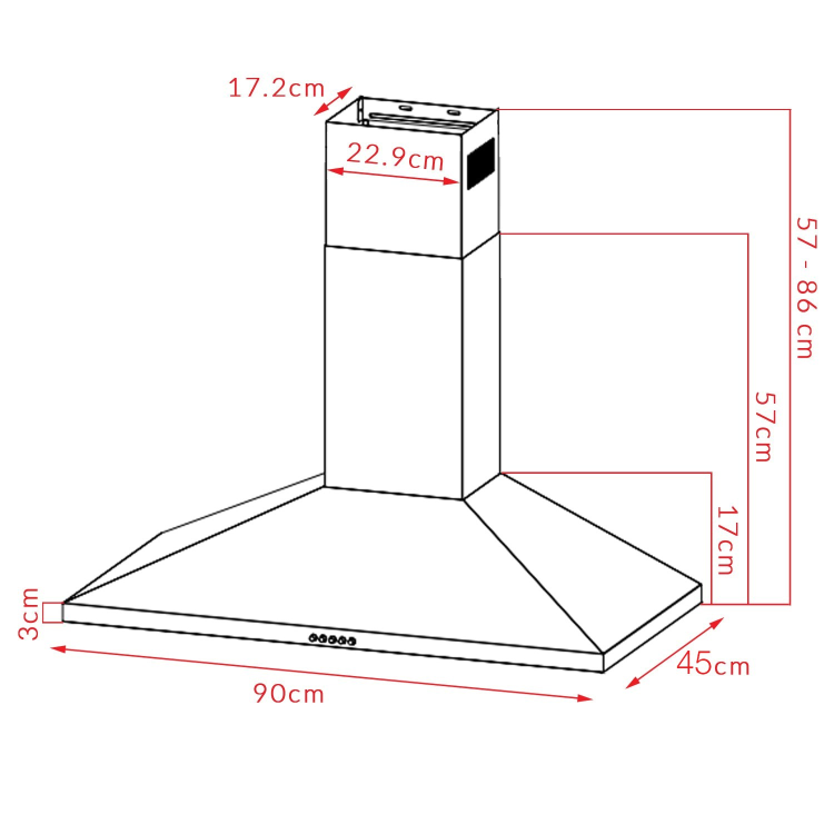 electriQ 90cm Traditional Chimney Cooker Hood - Black